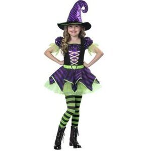 Way To Celebrate Pretty Potion Witch Costume Dress Hat Girls Size 7/8 Halloween